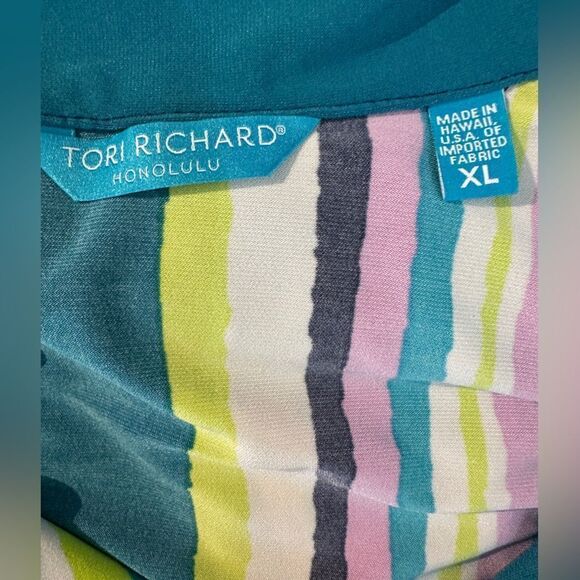 TORI RICHARD Honolulu Show Your Stripes Dress Size X-Large Striped Multicolor - Picture 8 of 11
